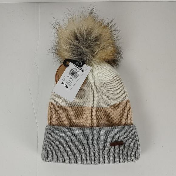 Chaos womens OS striped knit pom pom beanie fleece lined BRAND NEW - Picture 1 of 4